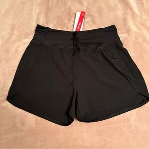 BALEAF Black Flowy High-Waisted Wide Drawstring Waistband Running Shorts - Sz S
